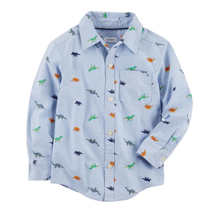 Boys 4-8 Carter's Dinosaur Woven Button Down Shirt, Size: 4/5, Print