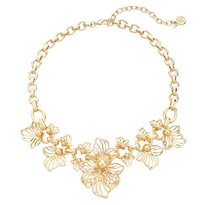 Dana Buchman Openwork Flower Statement Necklace, Women's, Gold