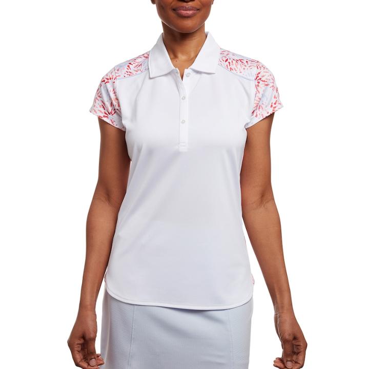 Women's Pebble Beach Printed Short Sleeve Golf Polo, Size: Xl, White