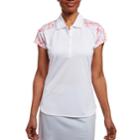 Women's Pebble Beach Printed Short Sleeve Golf Polo, Size: Xl, White