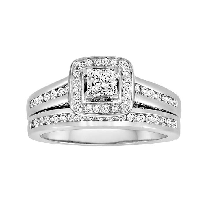 Princess-cut Igi Certified Diamond Engagement Ring Set In 14k White Gold (1 Ct. T.w.), Women's, Size: 7.50