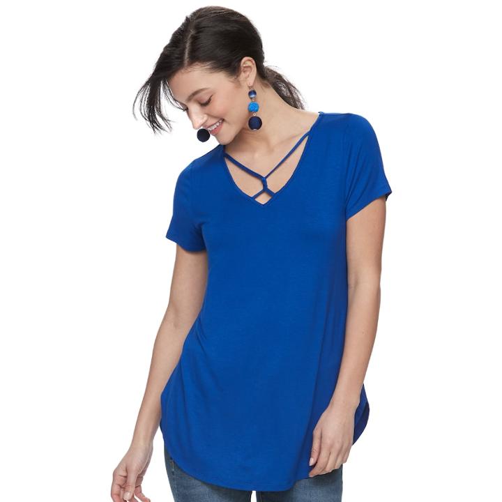 Women's Apt. 9&reg; Strappy Twist Tunic, Size: Medium, Blue