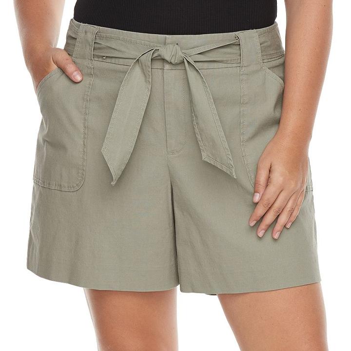 Plus Size Croft & Barrow&reg; Self-tie Shorts, Women's, Size: 22 W, Green