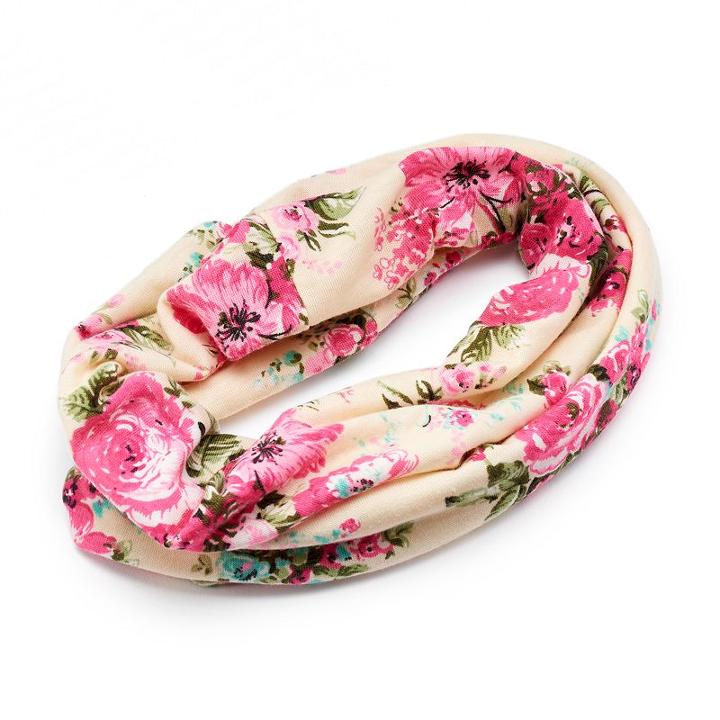 Mudd&reg; Pink Floral Tubular Head Wrap, Women's, Natural