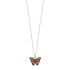 Silver Plated Crystal Monarch Butterfly Pendant Necklace, Women's, Size: 18, Orange