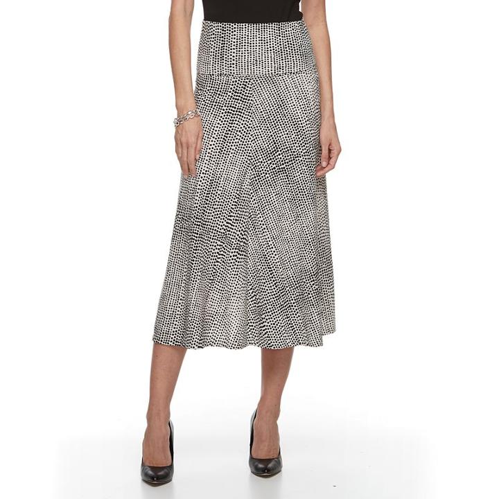 Women's Dana Buchman Fold-over Waistband Midi Skirt, Size: Small, Black