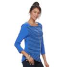 Women's Croft & Barrow&reg; Roll-tab Pique Top, Size: Large, Blue (navy)