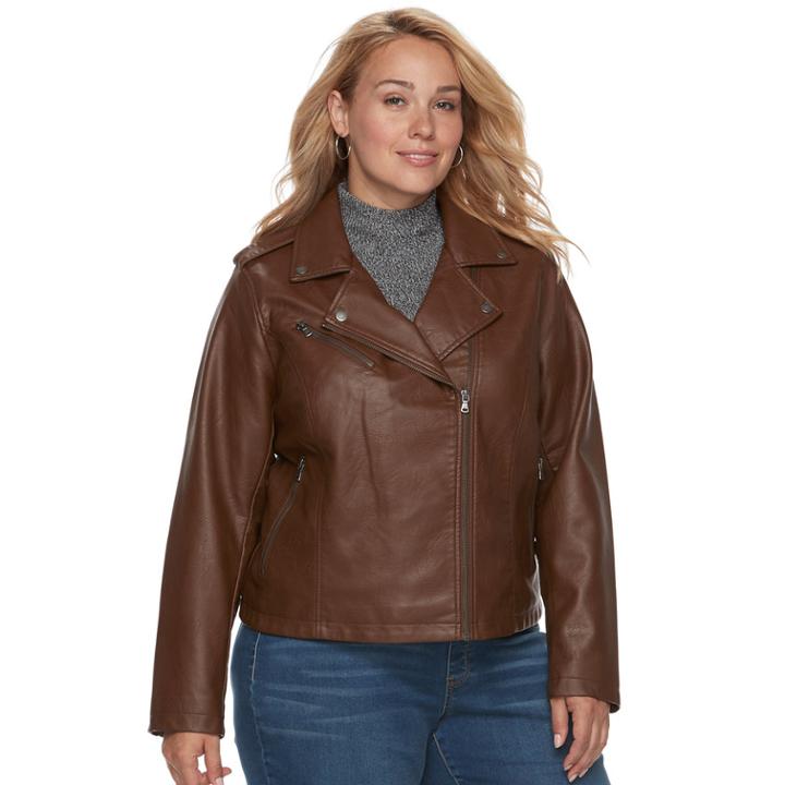 Plus Size Levi's Faux-leather Jacket, Women's, Size: 1xl, Lt Brown