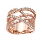 Brilliance Weave Ring With Swarovski Crystals, Women's, Size: 7, White