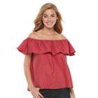 Women's Harve Benard Linen Off-the-shoulder Top, Size: Medium, Red Other