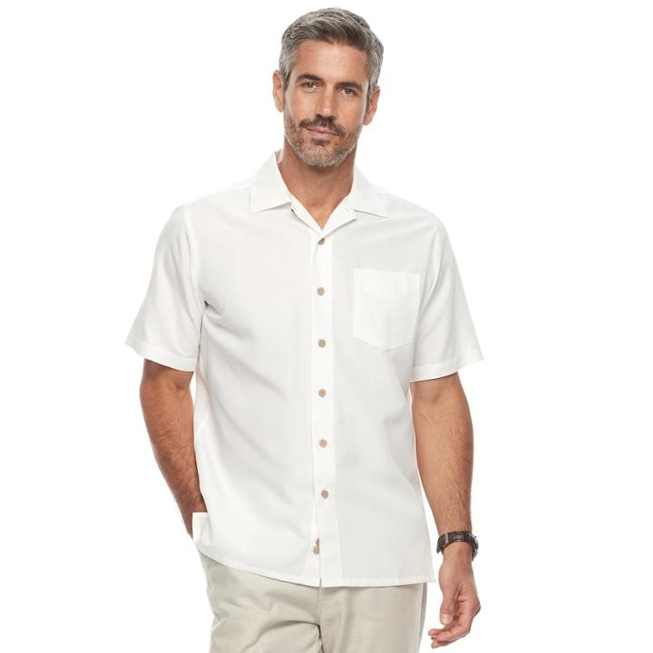 Men's Batik Bay Regular-fit Microfiber Button-down Shirt, Size: Medium, Natural