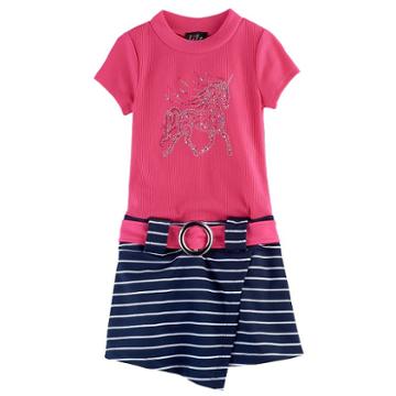 Girls 4-6x Lilt Short-sleeved Unicorn Marsha Dress, Size: 6, Brt Pink