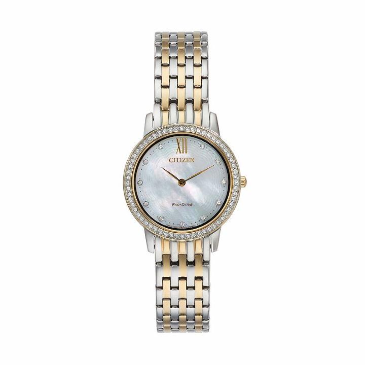 Citizen Eco-drive Women's Silhouette Crystal Two Tone Stainless Steel Watch - Ex1484-57d, Size: Small, Multicolor