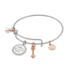 Love This Life Two Tone Follow Your Heart Charm Bangle Bracelet, Women's, Silver