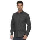 Big & Tall Men's Marc Anthony Slim-fit Texture-striped Military Button-down Shirt, Size: 3xl Tall, Black