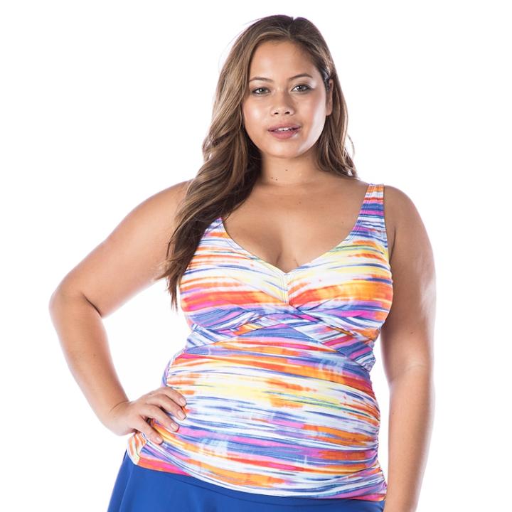 Plus Size Chaps Tie-dye Twisted Tankini Top, Women's, Size: 16 W, Summer Tie Dye