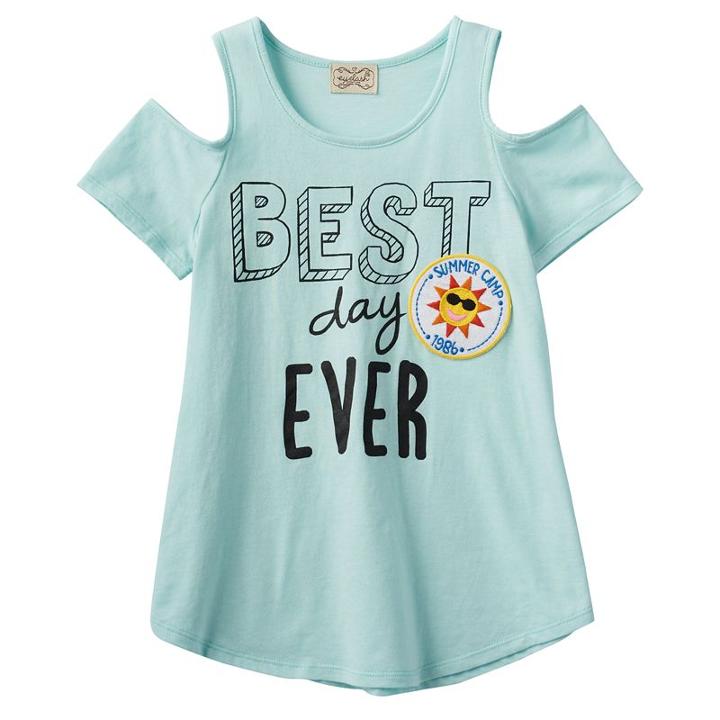 Girls 7-16 Eyelash Cold-shoulder Tie Front Striped Tee, Girl's, Size: Small, Blue