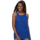 Women's Apt. 9&reg; Lace Overlay Tank, Size: Large, Blue