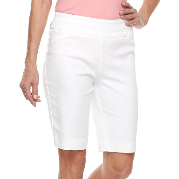 Women's Croft & Barrow&reg; Polished Pull-on Bermuda Shorts, Size: 14, White