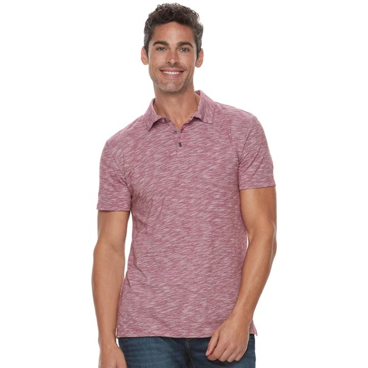 Men's Marc Anthony Slim-fit Shadow Dye Marled Polo, Size: Xxl, Dark Red