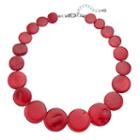 Red Graduated Composite Shell Disc Statement Necklace, Women's
