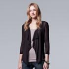 Women's Simply Vera Vera Wang Pointelle Flyaway Cardigan, Size: Small, Black