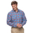 Big & Tall Izod Harbor Plaid Classic-fit Twill Button-down Shirt, Men's, Size: 3xl Tall, Blue