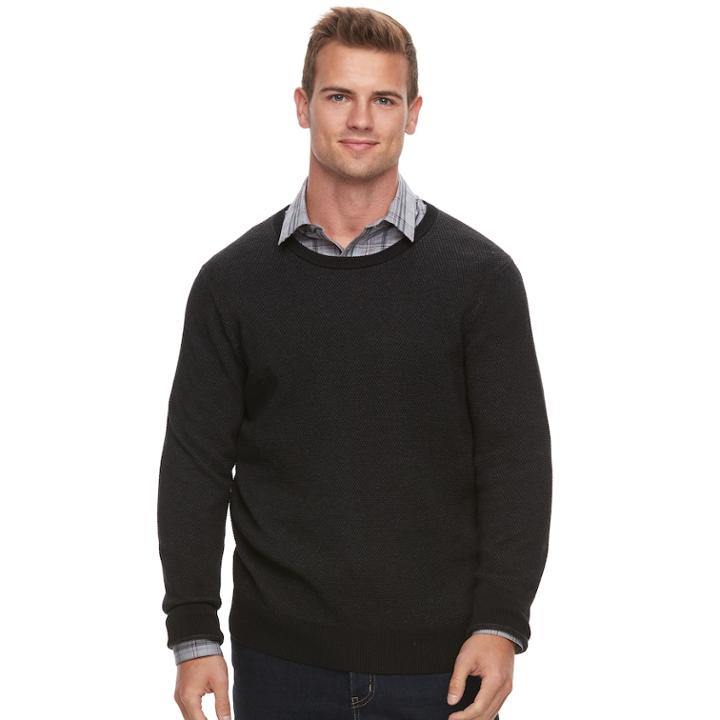 Men's Apt. 9&reg; Slim-fit Textured Crewneck Sweater, Size: Medium, Black