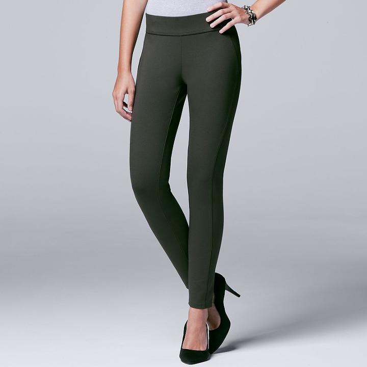 Women's Simply Vera Vera Wang Pull-on Skinny Pants, Size: M Long, Dark Green