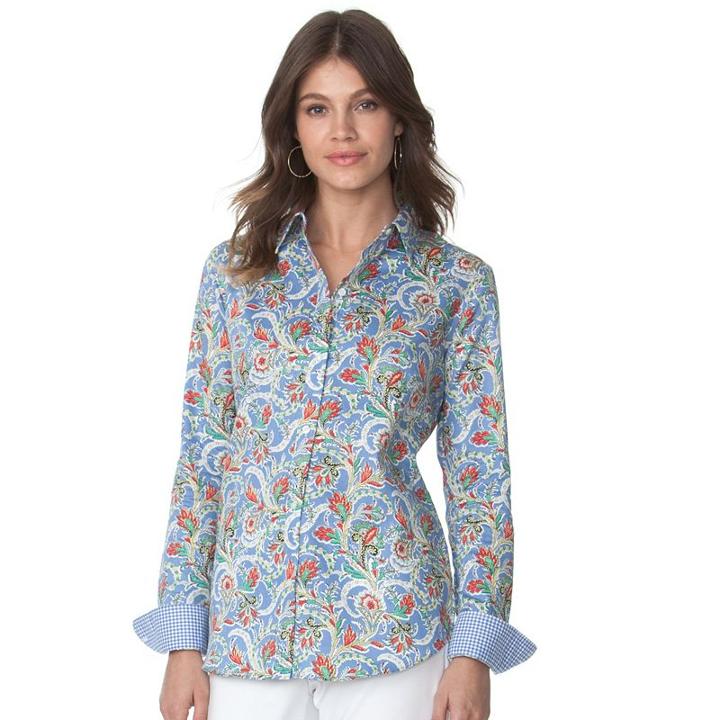 Women's Chaps No Iron Shirt, Size: Xs, Blue