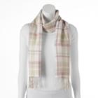 Softer Than Cashmere Plaid Fringed Oblong Scarf, Women's, Light Red
