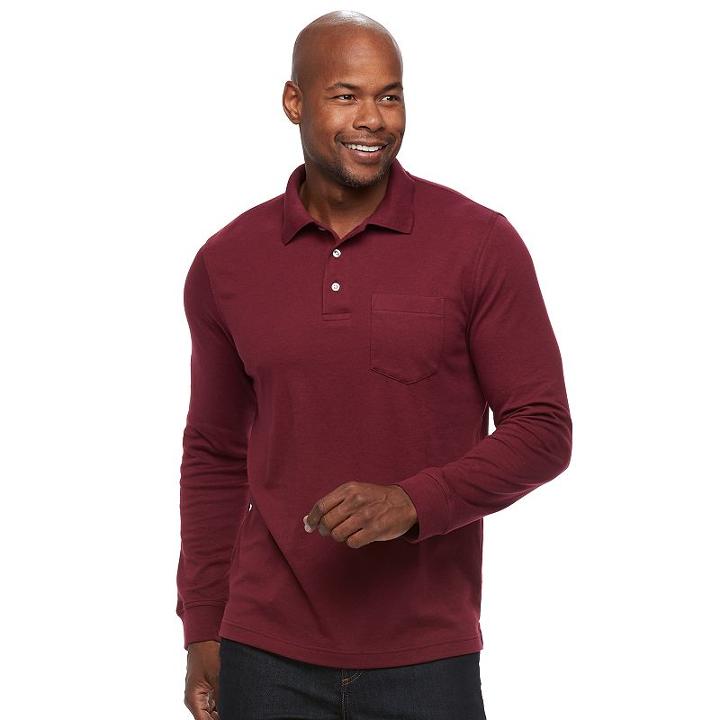 Men's Croft & Barrow&reg; Classic-fit Stretch Interlock Polo, Size: Medium, Dark Red