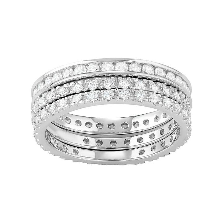 Journee Collection Sterling Silver Cubic Zirconia Wedding Ring Set, Women's, Size: 8, White