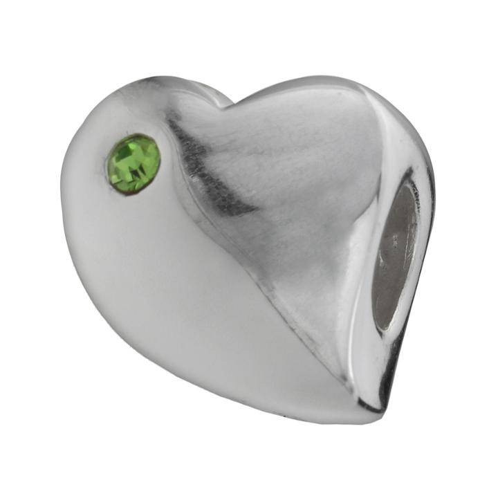 Individuality Beads Sterling Silver Crystal Heart Bead, Women's, Green