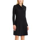 Petite Chaps Cowlneck Sweater Dress, Women's, Size: M Petite, Black