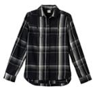 Girls 7-16 Mudd&reg; Embroidered Back Plaid Button-down Shirt, Size: 14, Black