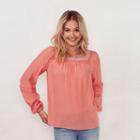 Women's Lc Lauren Conrad Print Pintuck Peasant Top, Size: Xl, Lt Orange