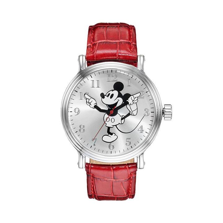 Disney's Mickey Mouse Men's Leather Watch, Red