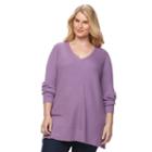 Plus Size Croft & Barrow&reg; Ribbed Tunic Sweater, Women's, Size: 1xl, Med Purple
