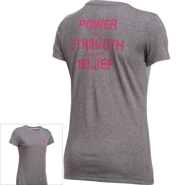 Women's Under Armour Power In Pink Tech Short Sleeve Graphic Tee, Size: Medium, Grey Other