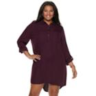 Juniors' Plus Size So&reg; Solid Utility Shirtdress, Teens, Size: 1xl, Drk Purple