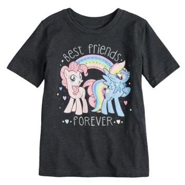 Girls 4-10 Jumping Beans&reg; My Little Pony Pinkie Pie & Rainbow Dash Best Friends Forever Glitter Graphic Tee, Size: 4, Grey (charcoal)