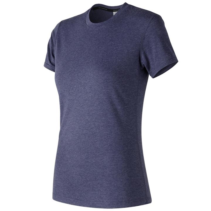 Women's New Balance Heather Tech Short Sleeve Tee, Size: Medium, Light Blue
