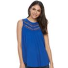 Women's Apt. 9&reg; Inset Lace Swing Tank, Size: Small, Blue