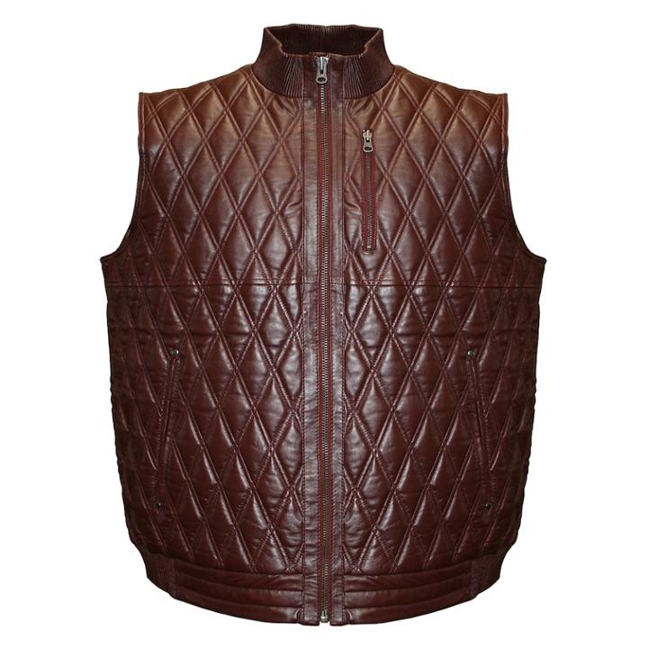 Big & Tall Franchise Club Diamond Quilted Lambskin Leather Vest, Men's, Size: 6xl, Dark Red