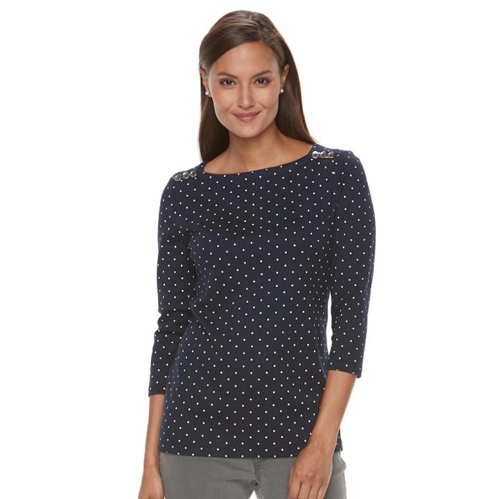 Women's Croft & Barrow&reg; Button-shoulder Top, Size: Xs, Dark Blue