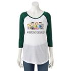Juniors' Peanuts Squad Goals Raglan Graphic Tee, Girl's, Size: Medium, White Oth