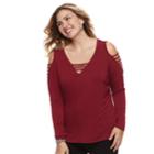 Plus Size Rock & Republic&reg; Strappy Cold-shoulder Top, Women's, Size: 2xl, Red