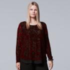 Plus Size Simply Vera Vera Wang Burnout Top, Women's, Size: 3xl, Dark Red