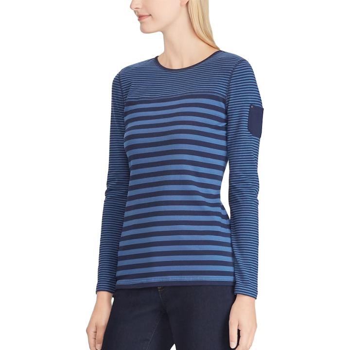 Women's Chaps Striped Tee, Size: Large, Blue
